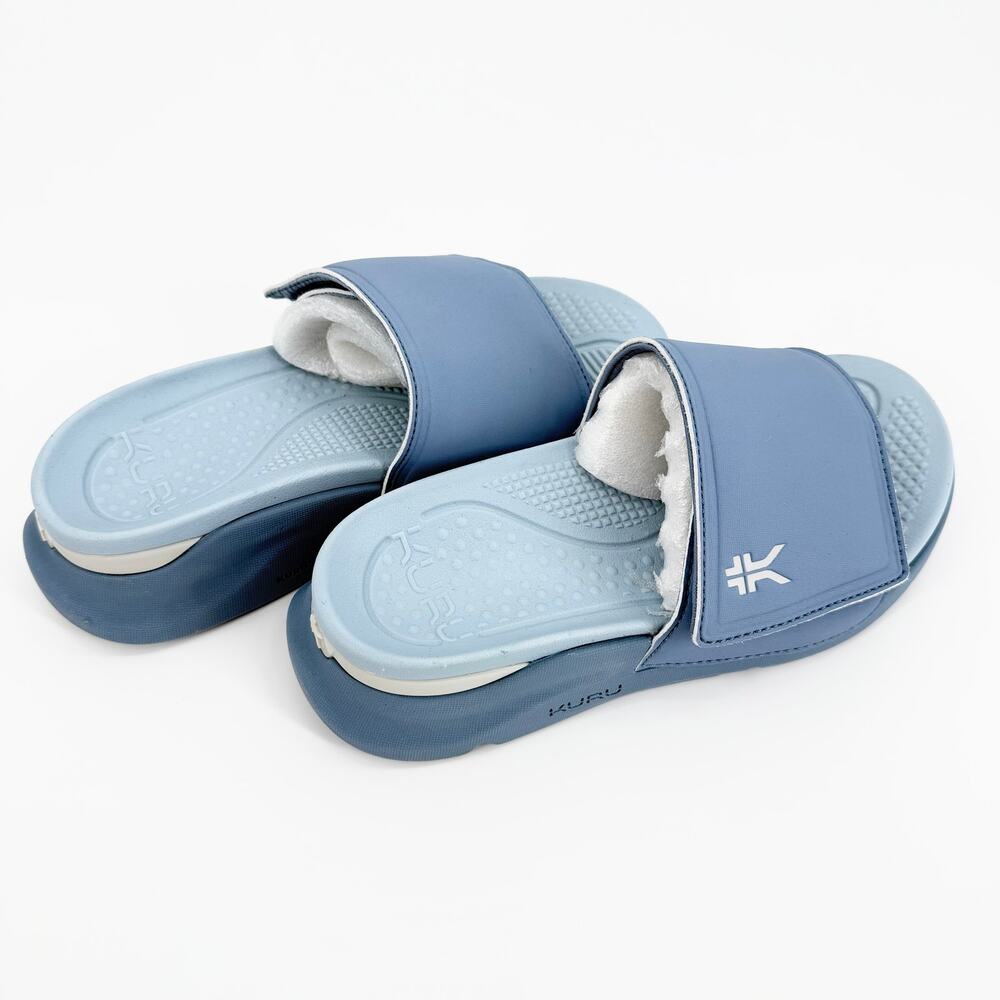 KURU Moment Recovery Slides Women 6 Blue Fog NIB Plantar Fasciitis Arch Support - Picture 4 of 9